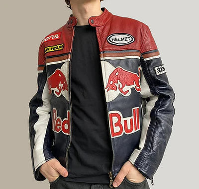 Red Bull Vintage Racing Leather Effect Jacket